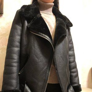 Winter Sheepskin Coats Women Thicken Faux Leather
